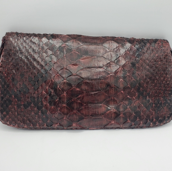 Kara Ross Bag, Wine/ Burgundy in Color, Python Snakeskin, Pre-owned, Beautiful! - Picture 2 of 4
